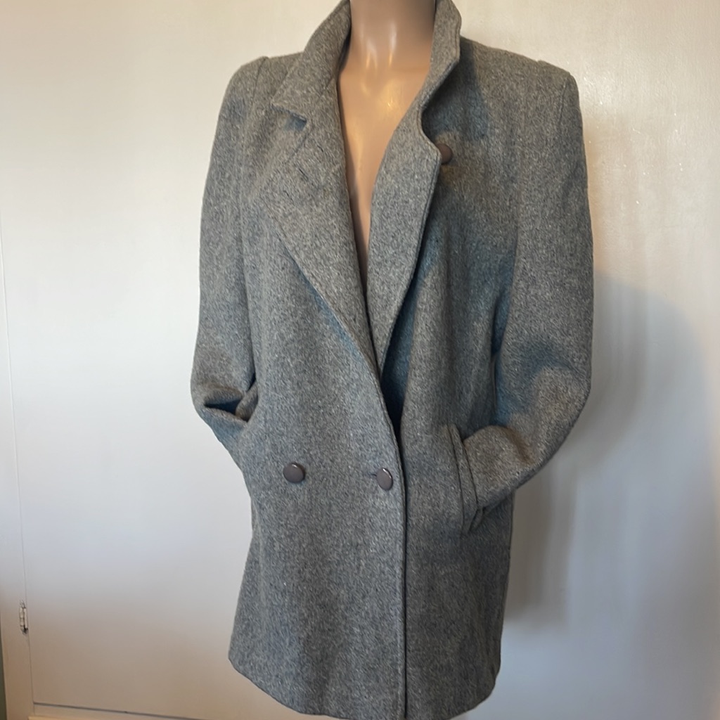 Nyg New York Girl Ilgwu Vintage Size 12â Women's Gray Double-Breasted Coat